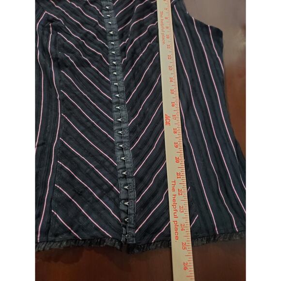 Vtg 90s Fashion Bug Sheer Overlay Stripe Corset Top Skirt Set Plus Size Gothic - Picture 14 of 16